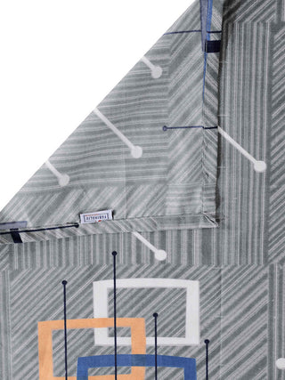 FABINALIV Grey Geometric 300 TC Cotton Blend Super King Size Double Bedsheet with 2 Pillow Covers (270X270 cm)