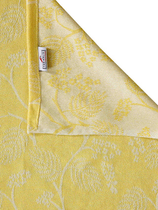 FABINALIV Yellow Floral 100% Cotton Handwoven King Size Double Bedsheet with 2 Pillow Covers (250X225 cm)