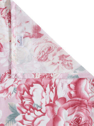 FABINALIV Pink Floral 300 TC Cotton Blend King Size Double Bedsheet with 2 Pillow Covers (250X225 cm)