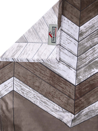 FABINALIV Brown Geometric 300 TC Cotton Blend King Size Double Bedsheet with 2 Pillow Covers (250X225 cm)