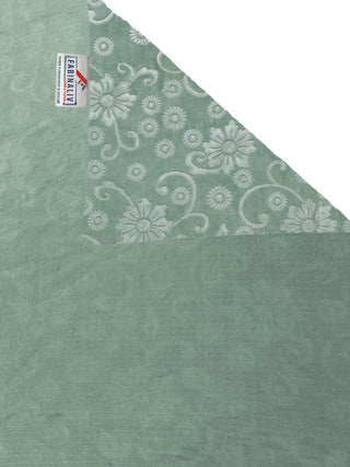 FABINALIV Light Green Floral 300 TC Woollen Embossed King Size Double Bedsheet with 2 Pillow Covers (250X225 cm)