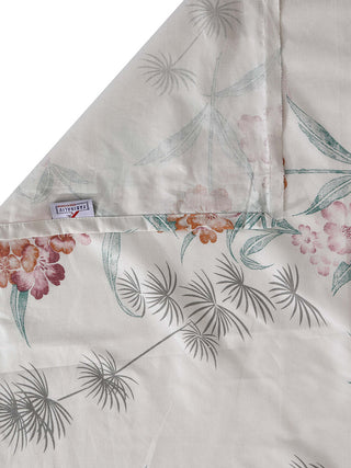 FABINALIV White Floral 300 TC Pure Cotton Super King Size Double Bedsheet with 2 Pillow Covers (270X270 cm)