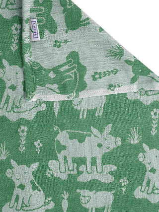 FABINALIV Green Cartoon Design 350 TC 100% Cotton Handwoven King Size Double Bedsheet with 2 Pillow Covers (250X225 cm)