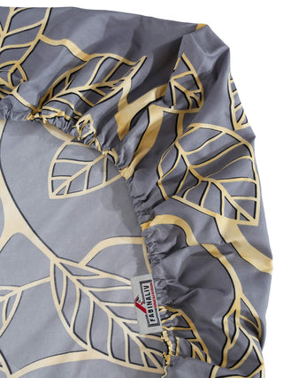 FABINALIV Grey Floral 300 TC Cotton Blend King Size Fitted Double Bedsheet with 2 Pillow Covers (250X225 cm)