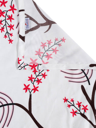 FABINALIV White Floral 300 TC Cotton Blend King Size Double Bedsheet with 2 Pillow Covers (250X225 cm)