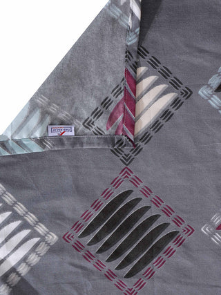 Grey Geometric 300 TC Cotton Blend King Size Double Bedsheet with 2 Pillow Covers (250X225 cm)