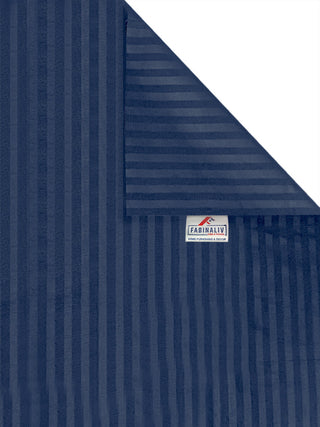 FABINALIV Navy Blue Striped 300 TC Cotton Blend King Size Double Bedsheet with 2 Pillow Covers (250X225 cm)