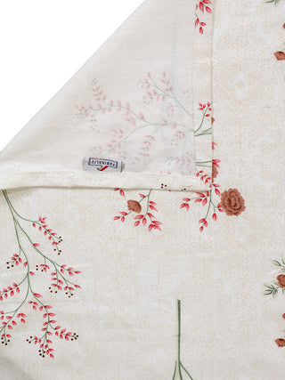 FABINALIV Off White Floral 300 TC Pure Cotton King Size Double Bedsheet with 2 Pillow Covers (250X225 cm)