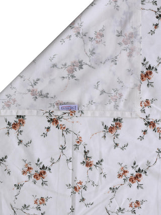 FABINALIV Off White Floral 300 TC Pure Cotton Super King Size Double Bedsheet with 2 Pillow Covers (270X270 cm)