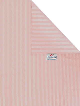 FABINALIV Peach Striped 300 TC Cotton Blend King Size Double Bedsheet with 2 Pillow Covers (250X225 cm)