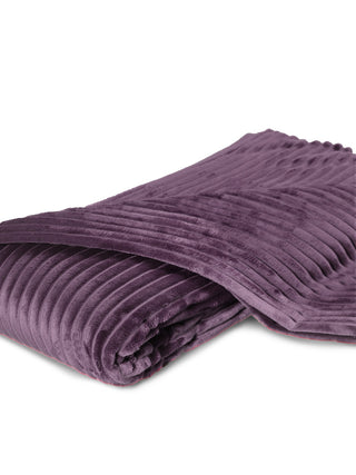FABINALIV Purple Striped 300 TC Woollen King Size Double Bedsheet with 2 Pillow Covers (250X225 cm)