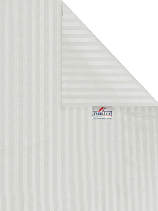 FABINALIV Cream Striped 300 TC Cotton Blend King Size Double Bedsheet with 2 Pillow Covers (250X225 cm)