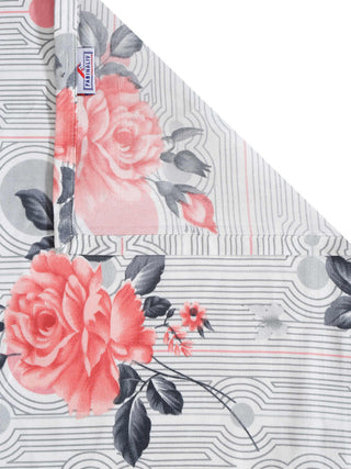 FABINALIV Multicolor Floral 300 TC Cotton Blend King Size Double Bedsheet with 2 Pillow Covers (250X225 cm)