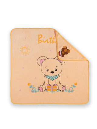 FABINALIV Infant Peach Cartoon Print Cotton Hooded Bath Towel (70X70 cm)